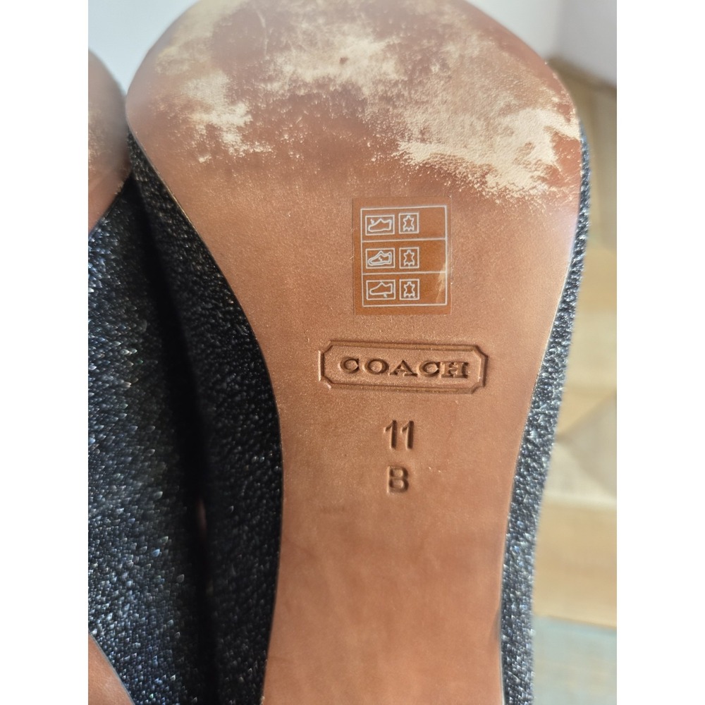 Coach Black Urban Glitter Leather Pump Womens Size 11 Formal‎ Logo Night Sky - Picture 6 of 7